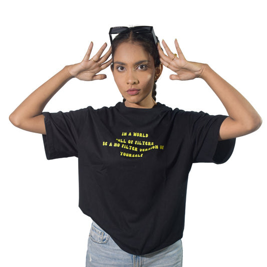 No Filter Black Oversized Tshirt