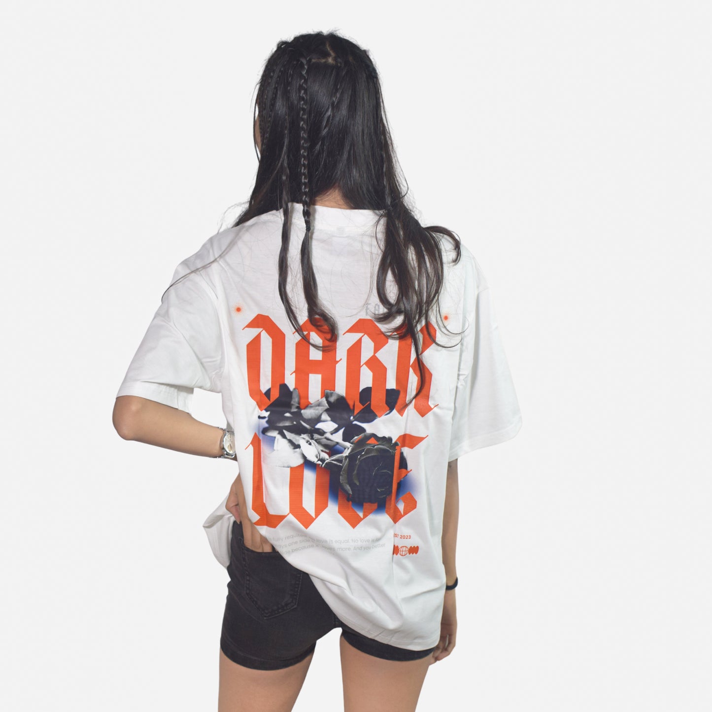 Unisex Dark Love White Oversized Tshirt