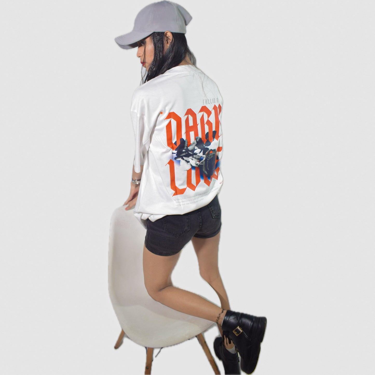 Unisex Dark Love White Oversized Tshirt