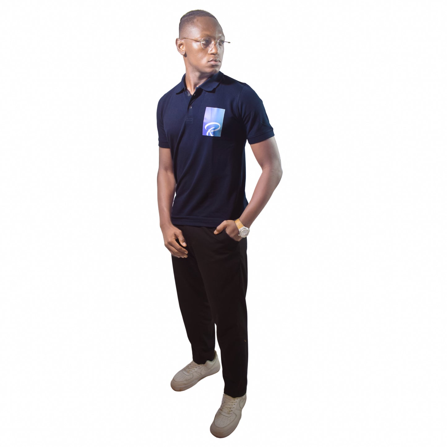 Logo Printed Navy Blue Polo Tshirt