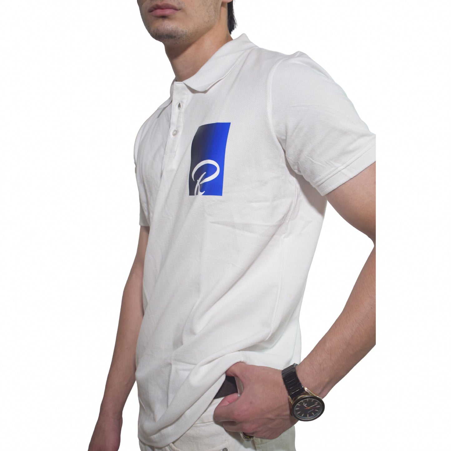 Logo  Printed White Polo Tshirt