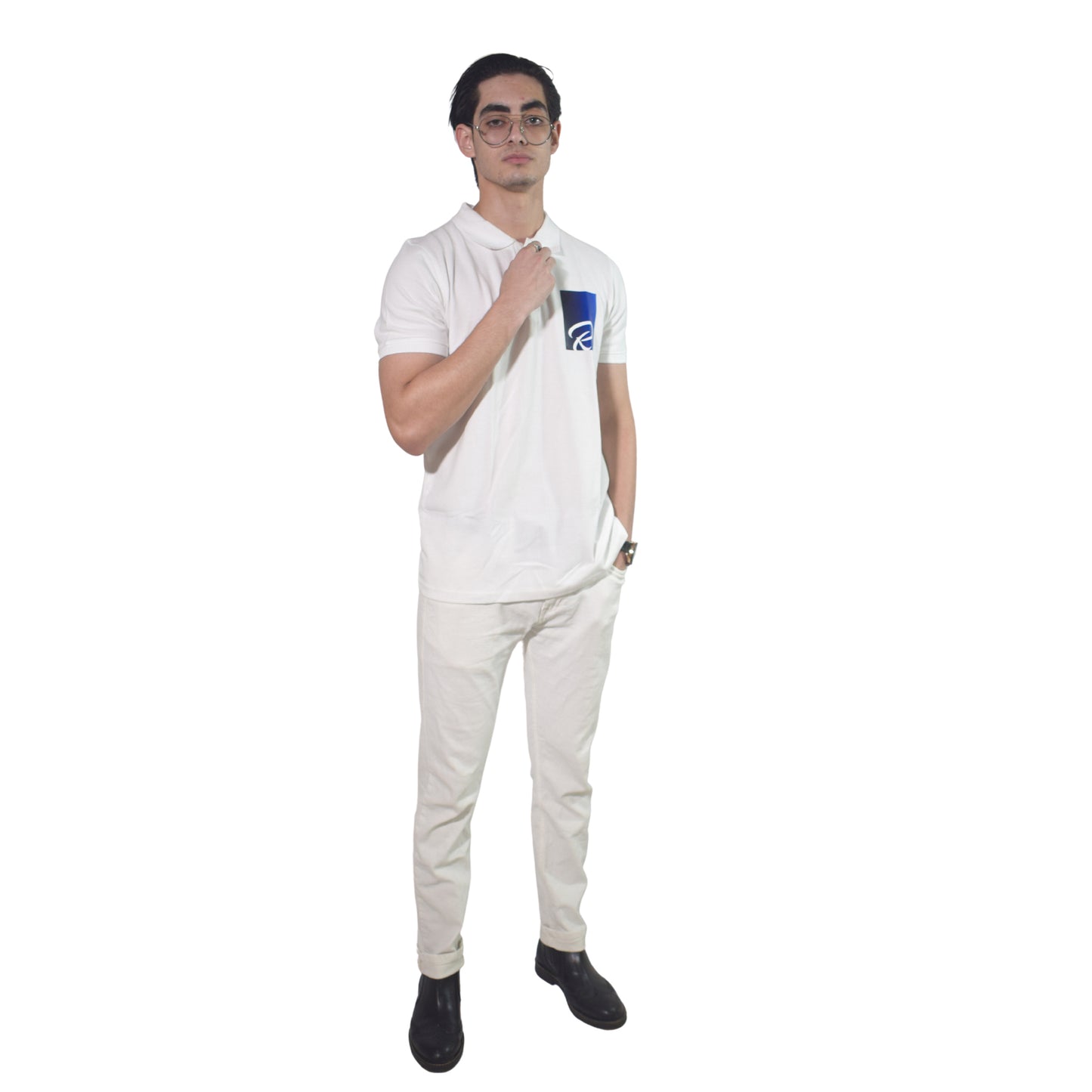 Logo  Printed White Polo Tshirt