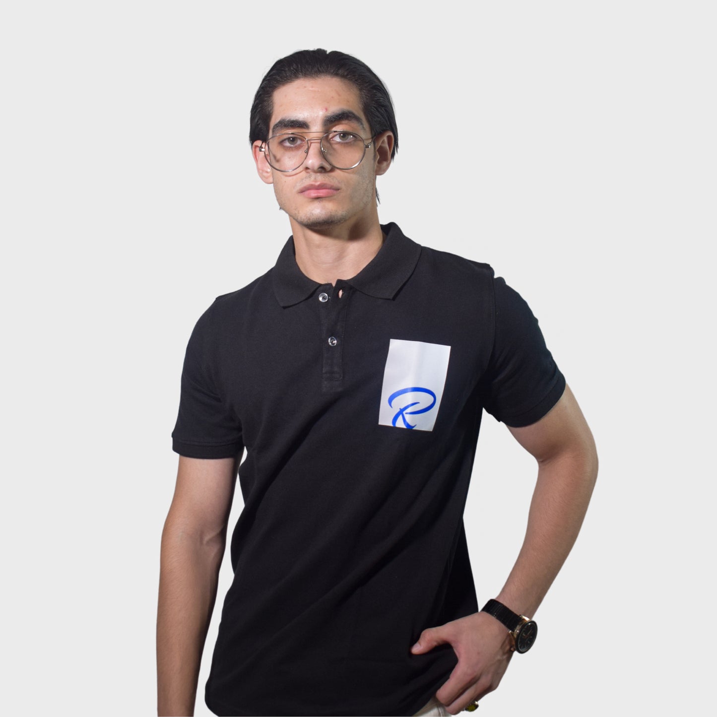 Logo Printed Black Polo Tshirt