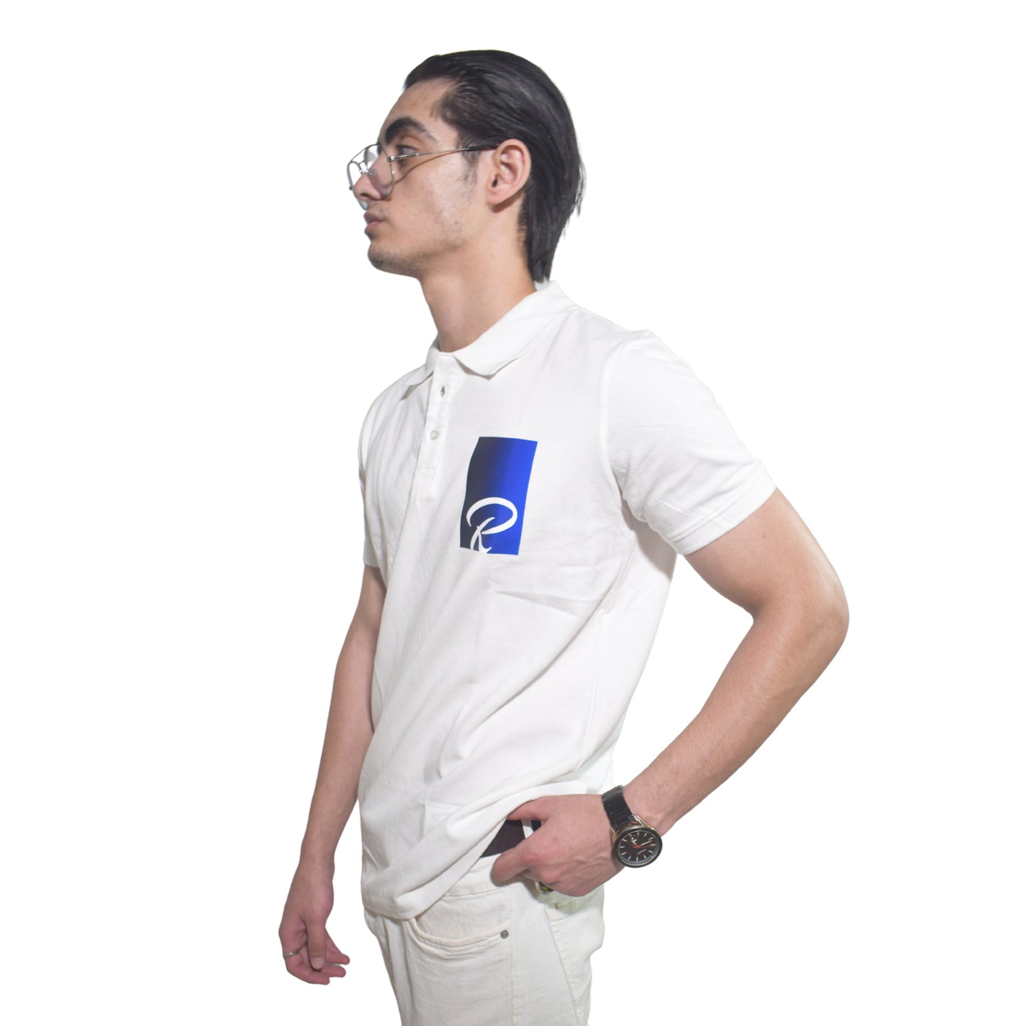 Logo  Printed White Polo Tshirt