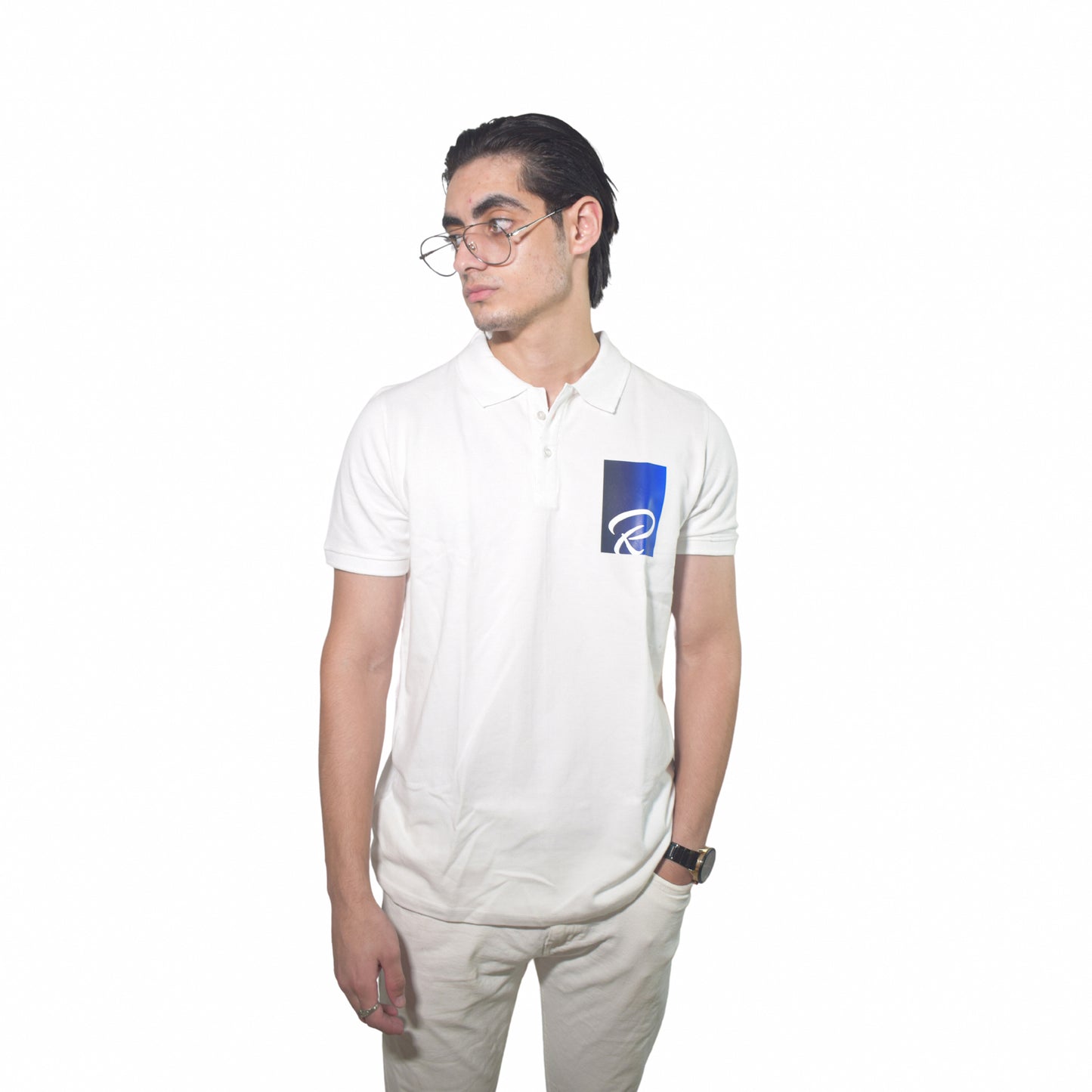 Logo  Printed White Polo Tshirt