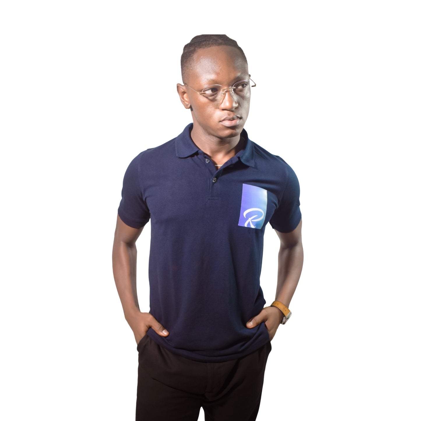 Logo Printed Navy Blue Polo Tshirt