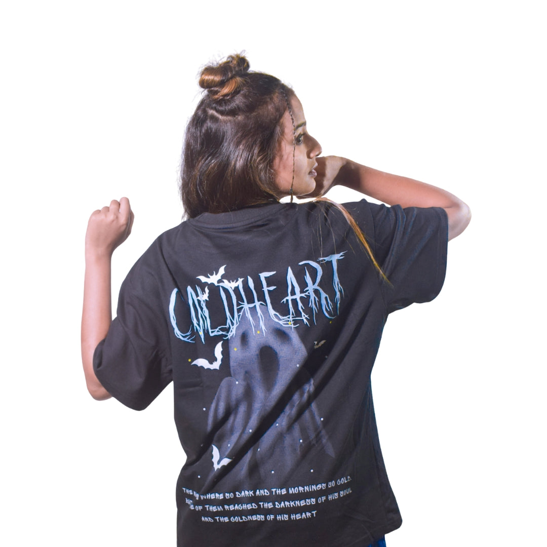 Unisex Coldheart Oversized Black Tshirt